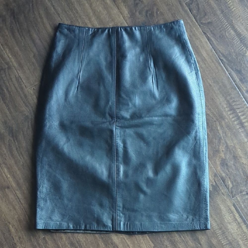 Black Leather Pencil Skirt